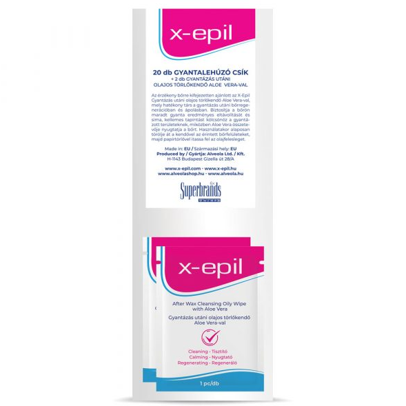 X-epil 20 strips + 2 pcs oil wipes