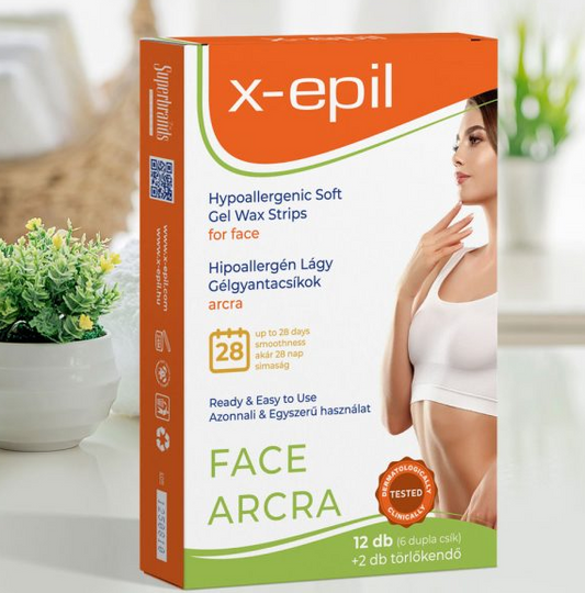 X-epil Hypoallergenic Gel Wax Strips for Face - 12 pcs