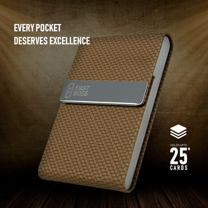 Card Holder - PU Fiber + Stainless Steel